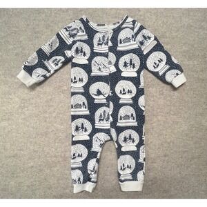 Winter Water Factory French Terry Jumpsuit Snow Globe Romper‎ Navy 18m Winter